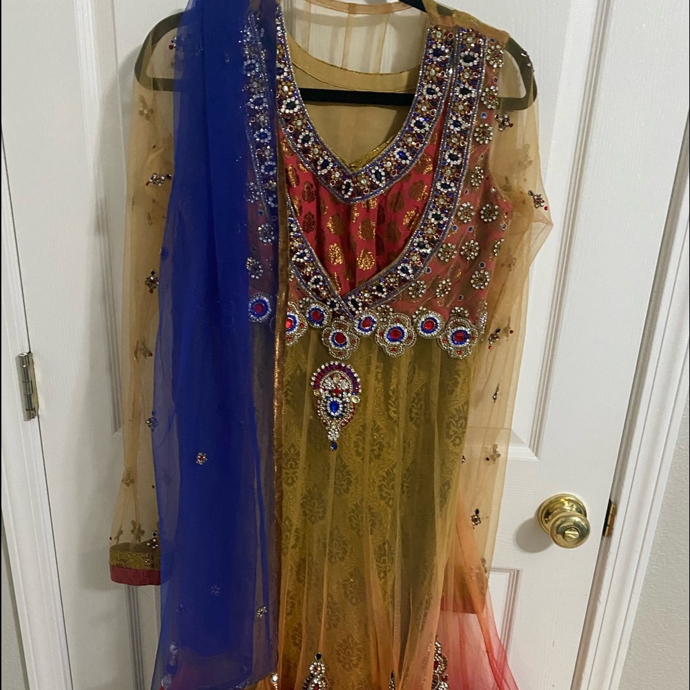 Anarkali suit with dupatta and choodidar